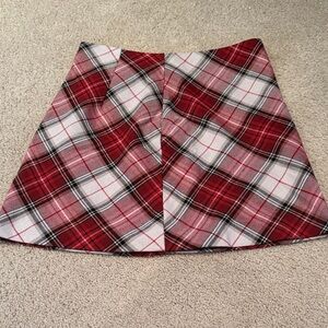 H&M Red and White Plaid A-Line Skirt